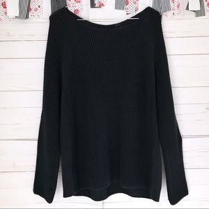 Vince Loose Knit Cotton Sweater Navy Blue Luxury